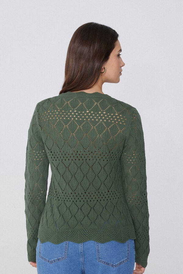 Tezenis Cárdigan De Manga Larga Perforado De Crochet