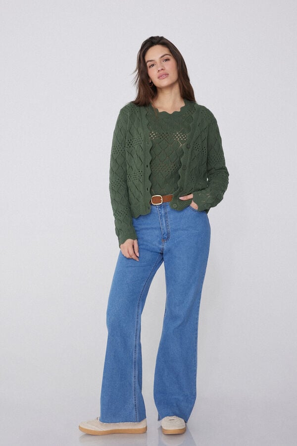 Tezenis Cárdigan De Manga Larga Perforado De Crochet