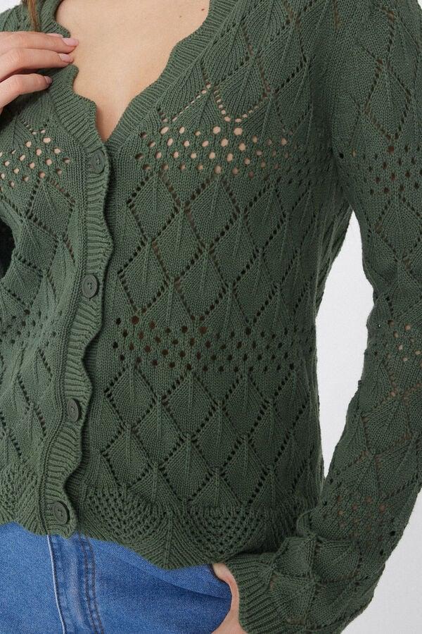 Tezenis Cárdigan De Manga Larga Perforado De Crochet