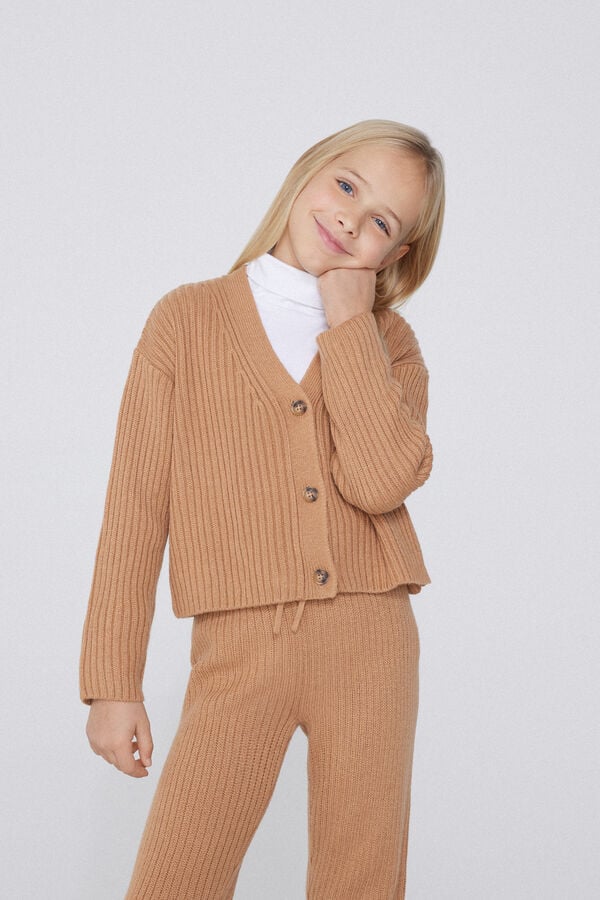 Tezenis Cárdigan Grueso De Manga Larga De Canalé Con Botones Para Niña