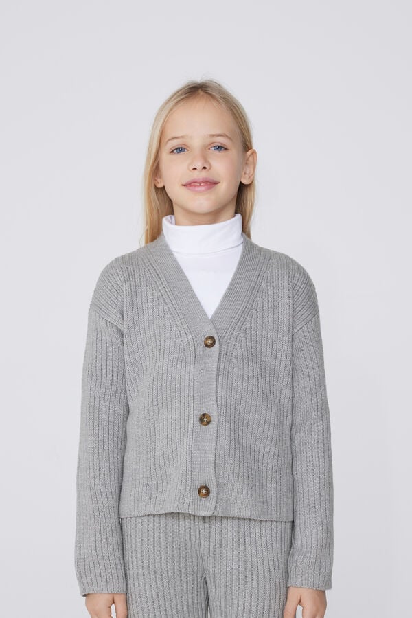 Tezenis Cárdigan Grueso de Manga Larga de Canalé con Botones para Niña