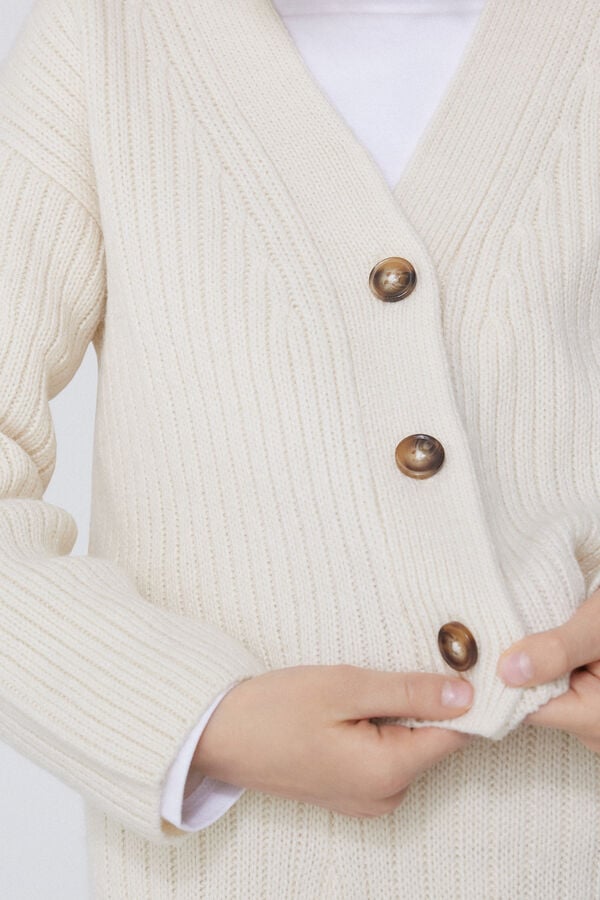 Tezenis Cárdigan Grueso De Manga Larga De Canalé Con Botones Para Niña