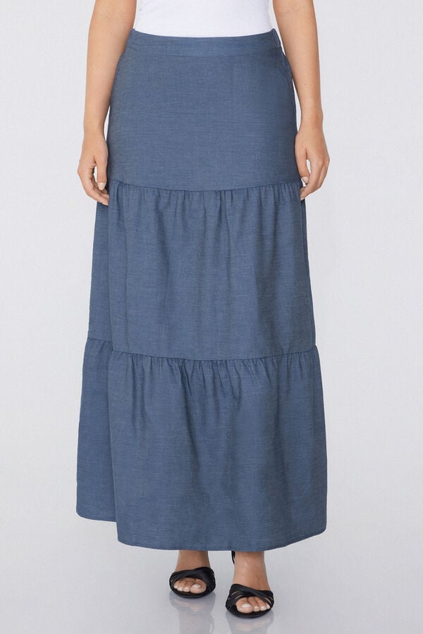 Tezenis Falda Larga con Volantes de Tela Efecto Denim
