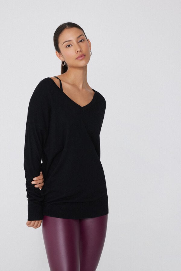 Tezenis Jersey Abrigado Manga Larga Con Lana Escote Pico