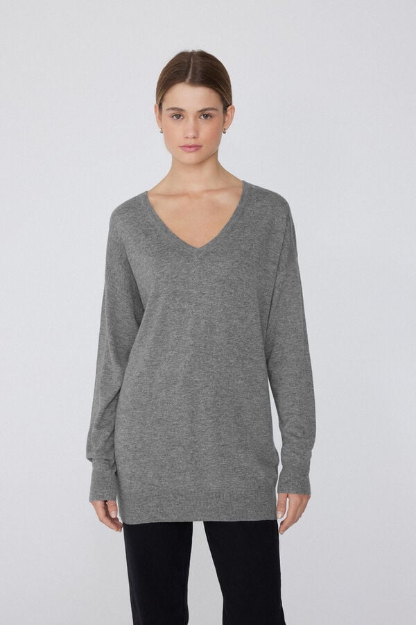 Tezenis Jersey Abrigado Manga Larga con Lana Escote Pico