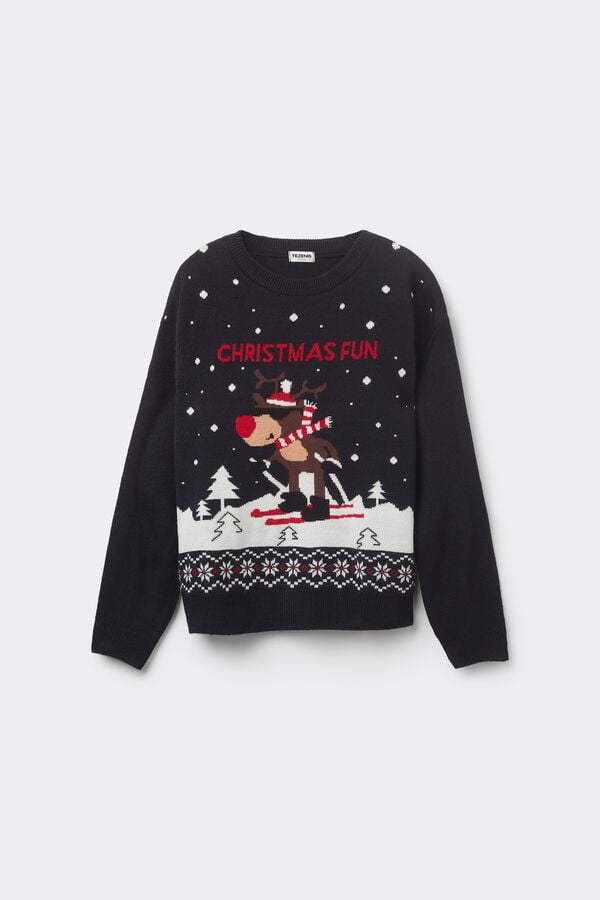 Tezenis Jersey Con Cuello Redondo Con Estampado De Navidad Unisex Para Niños