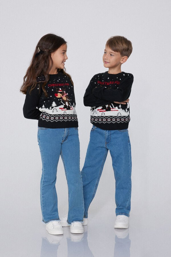 Tezenis Jersey con Cuello Redondo con Estampado de Navidad Unisex para Niños