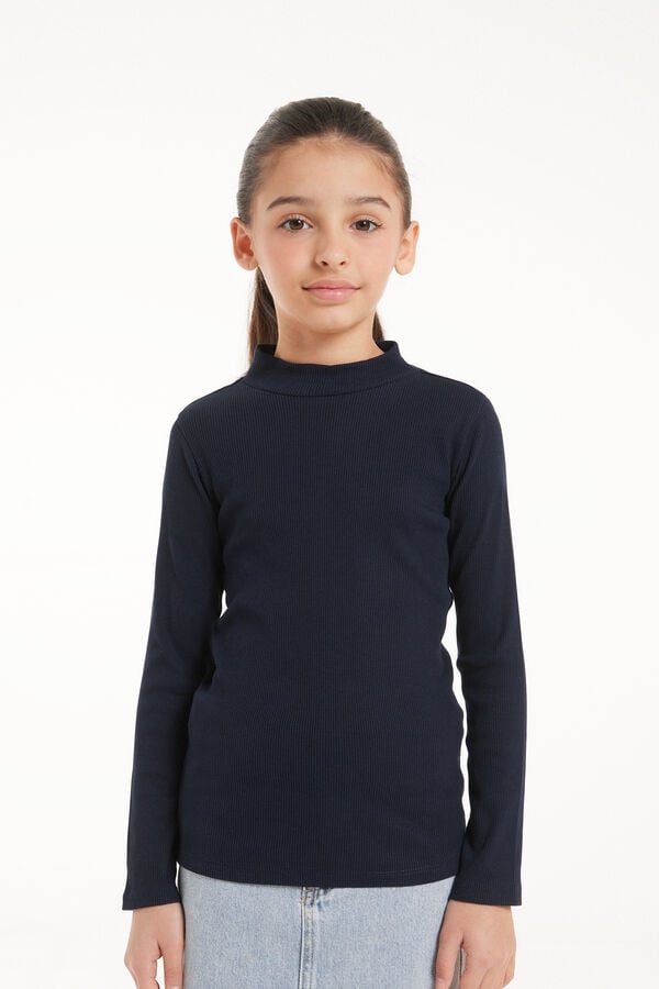 Tezenis Jersey De Manga Larga Con Cuello Cisne De Canalé Unisex Para Niños