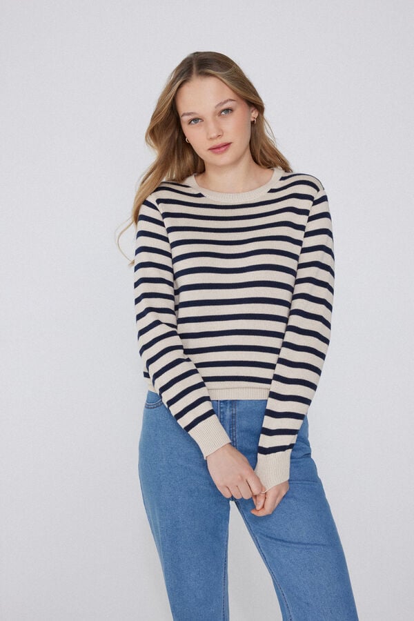 Tezenis Jersey De Manga Larga Y Cuello Redondo Básico De Algodón Calado