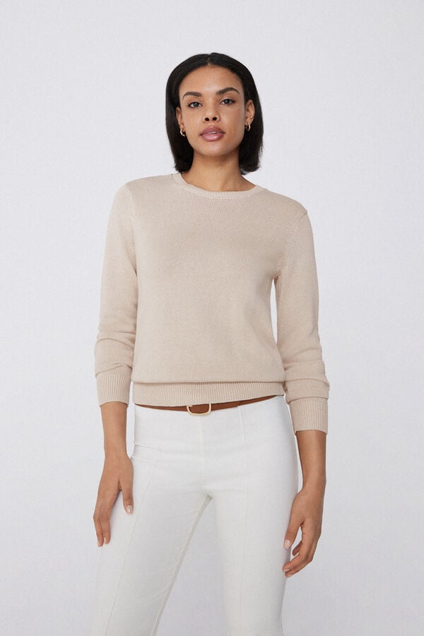 Tezenis Jersey De Manga Larga Y Cuello Redondo Básico De Algodón Calado