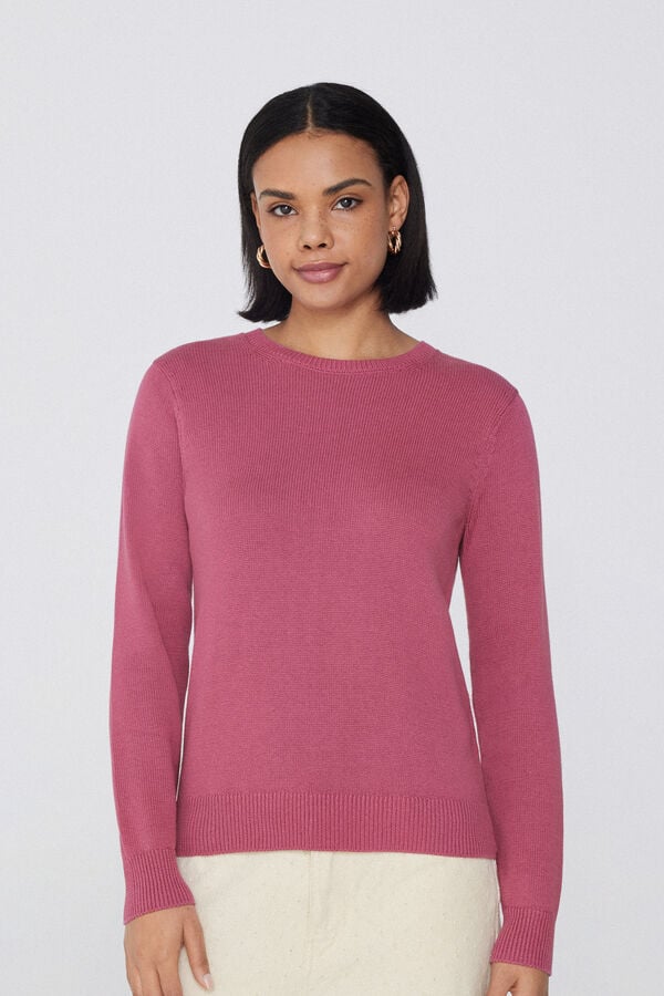 Tezenis Jersey de Manga Larga y Cuello Redondo Básico de Algodón Calado