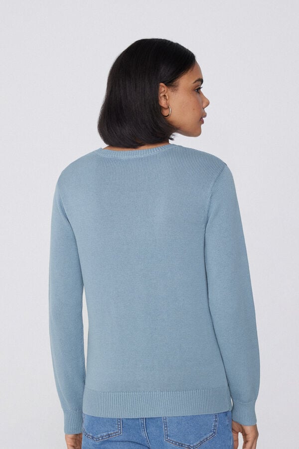 Tezenis Jersey De Manga Larga Y Cuello Redondo Básico De Algodón Calado