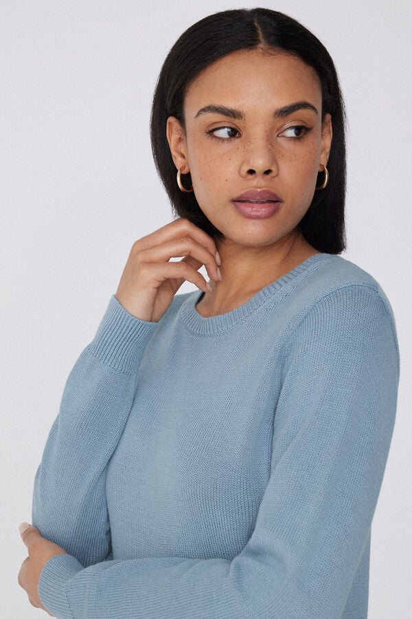 Tezenis Jersey De Manga Larga Y Cuello Redondo Básico De Algodón Calado