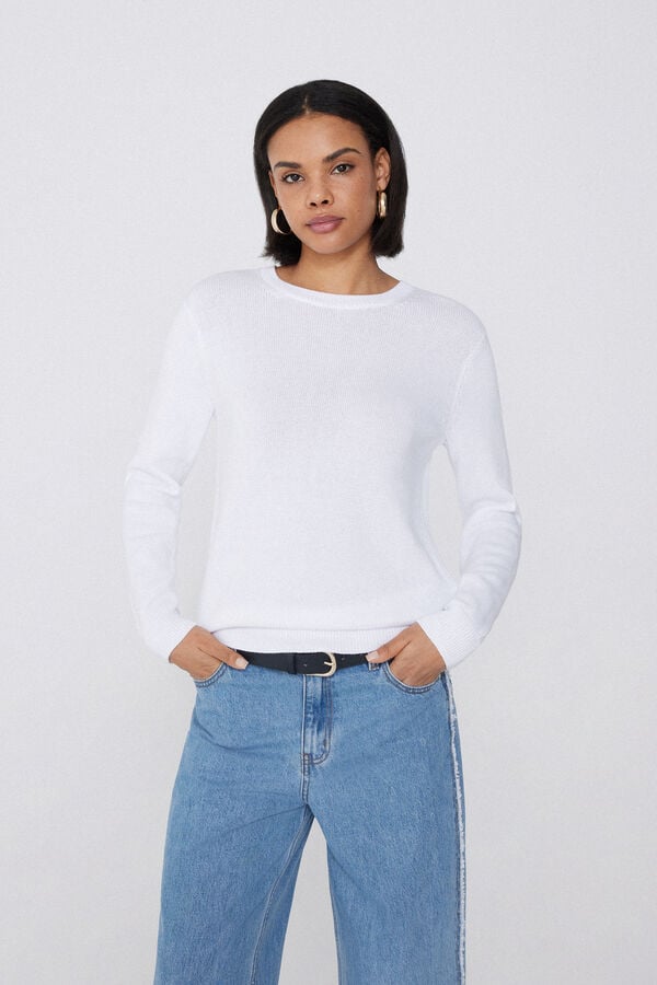 Tezenis Jersey De Manga Larga Y Cuello Redondo Básico De Algodón Calado