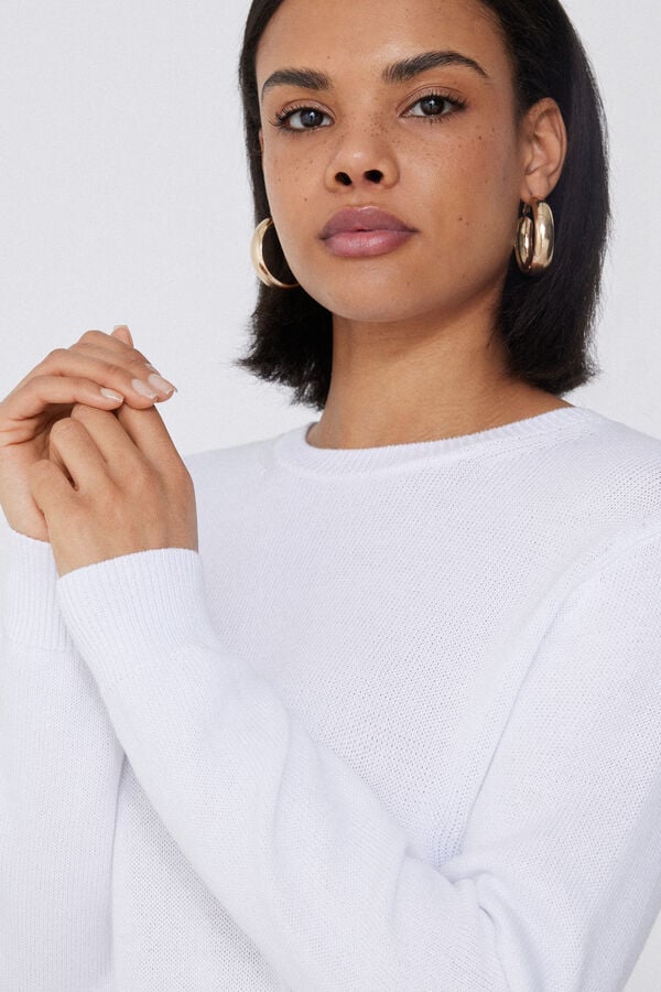 Tezenis Jersey De Manga Larga Y Cuello Redondo Básico De Algodón Calado