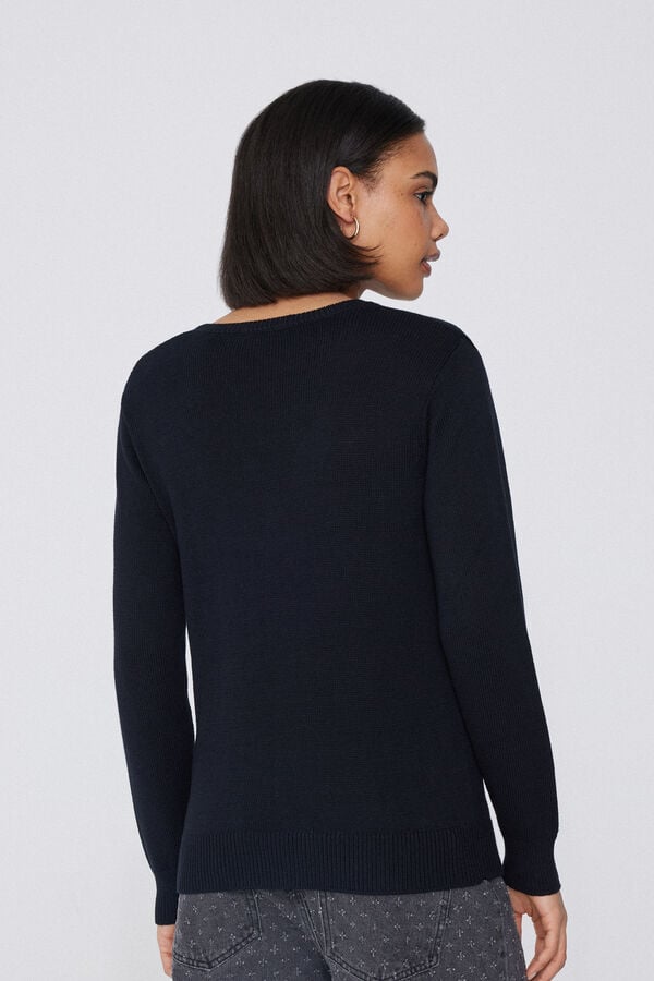 Tezenis Jersey De Manga Larga Y Cuello Redondo Básico De Algodón Calado