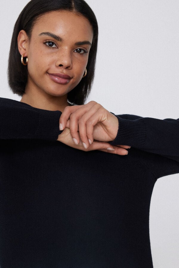 Tezenis Jersey De Manga Larga Y Cuello Redondo Básico De Algodón Calado