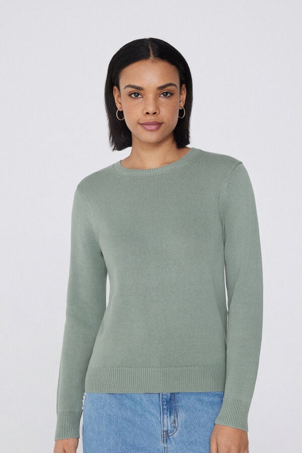 Tezenis Jersey de Manga Larga y Cuello Redondo Básico de Algodón Calado