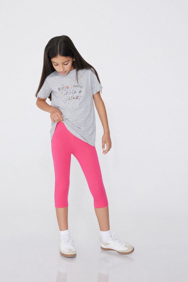 Tezenis Leggings Capri De Algodón De Color Liso Para Niña