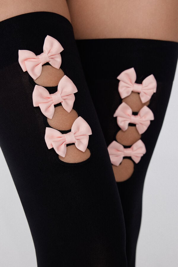 Tezenis Medias Encima Rodilla 100 Denier Aplicaciones Lazos