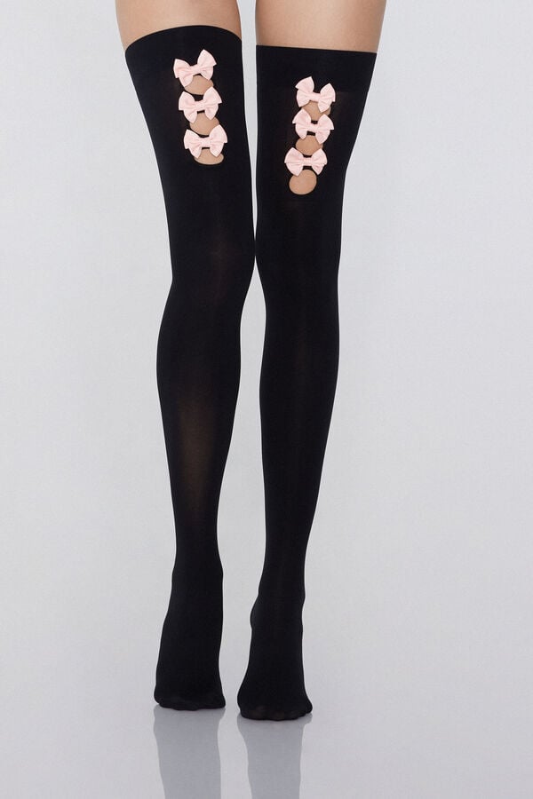 Tezenis Medias Encima Rodilla 100 Denier Aplicaciones Lazos