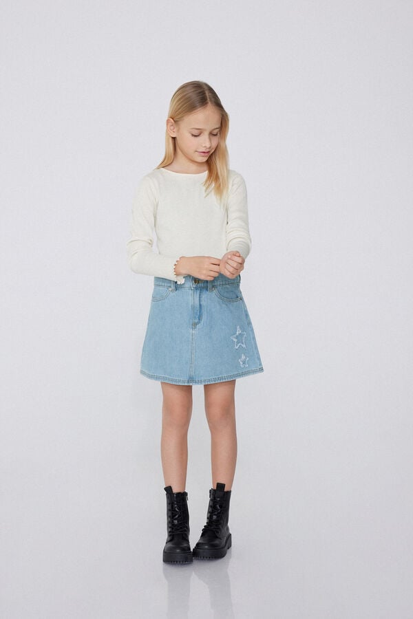 Tezenis Minifalda Denim Con Parche De Estrella Niña