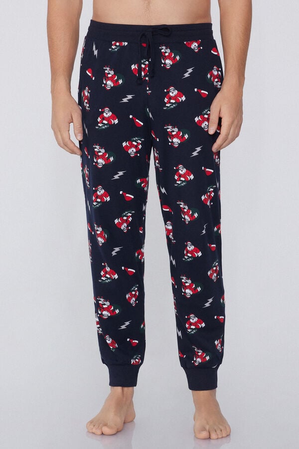 Tezenis Pantalón de Chándal de Algodón Grueso con Estampado y Bolsillos