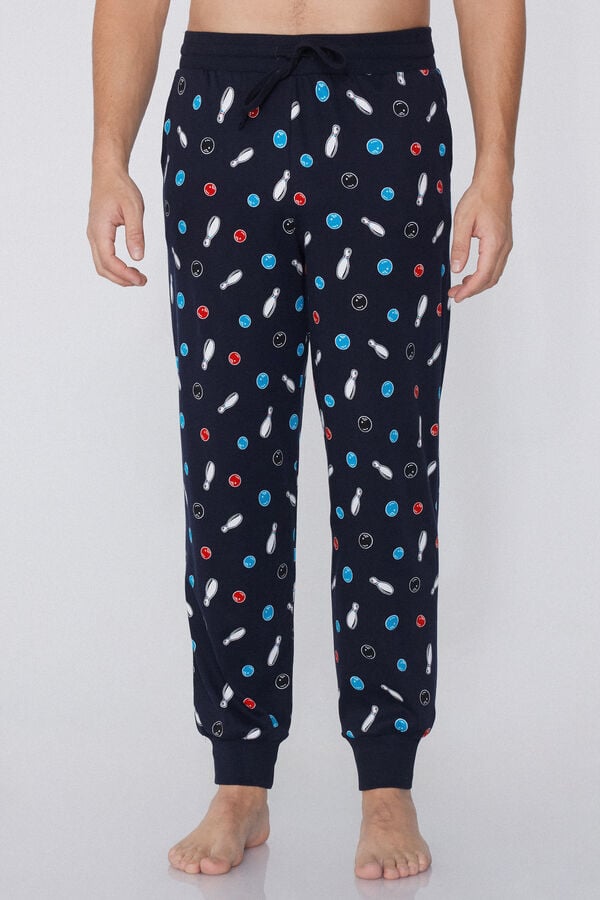 Tezenis Pantalón de Chándal de Algodón Grueso con Estampado y Bolsillos