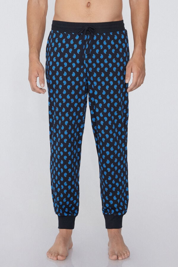 Tezenis Pantalón de Chándal de Algodón Grueso con Estampado y Bolsillos