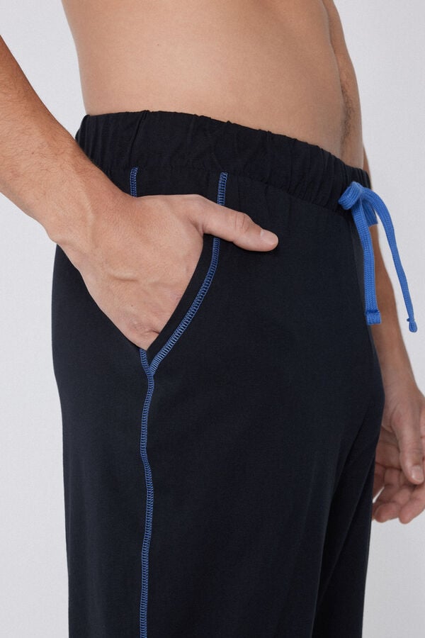 Tezenis Pantalón Largo De Algodón Con Costuras En Contraste