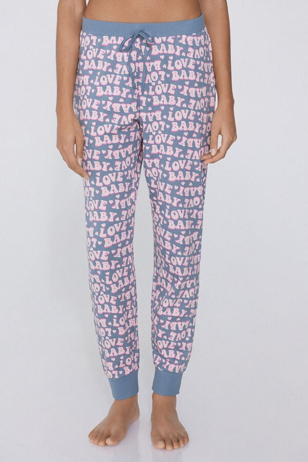 Tezenis Pantalón Largo de Algodón Estampado con Cordón