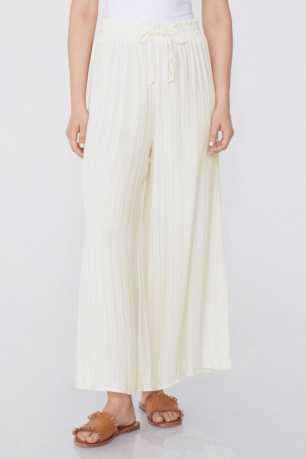 Tezenis Pantalón Largo Palazzo de Tela con Efecto 3D