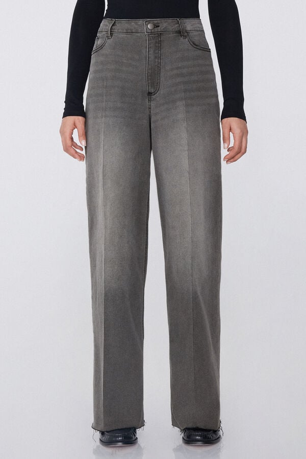 Tezenis Pantalones Largos Denim Cintura Alta Palazzo