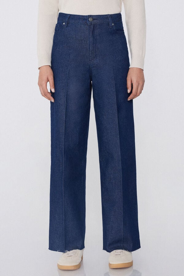 Tezenis Pantalones Largos Denim Cintura Alta Palazzo