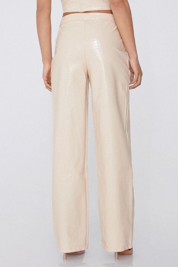 Tezenis Pantalones Largos Efecto Cocodrilo Cintura Alta Palazzo