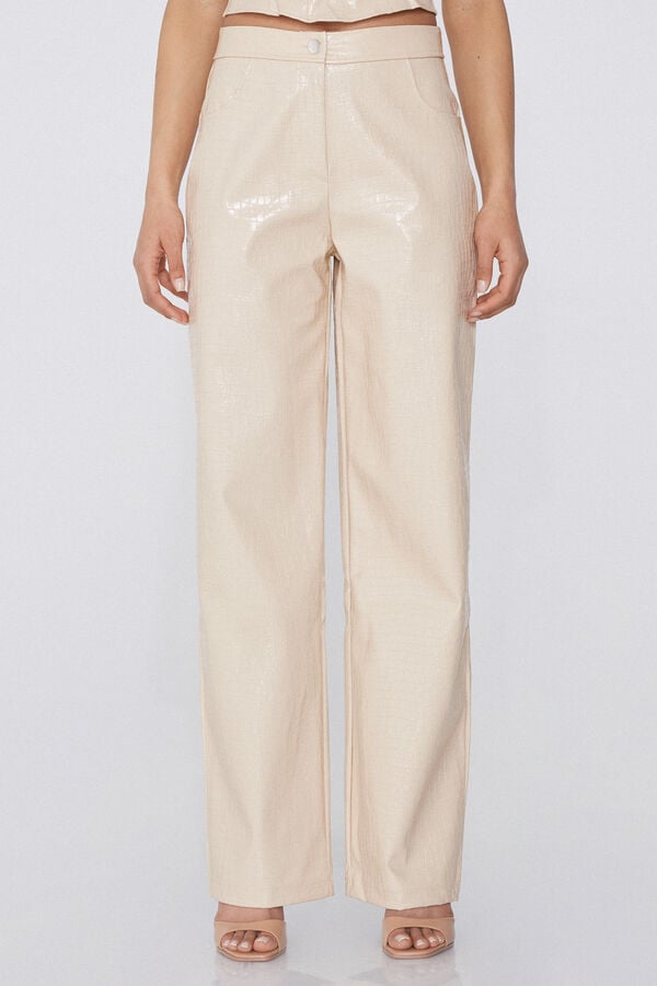 Tezenis Pantalones Largos Efecto Cocodrilo Cintura Alta Palazzo
