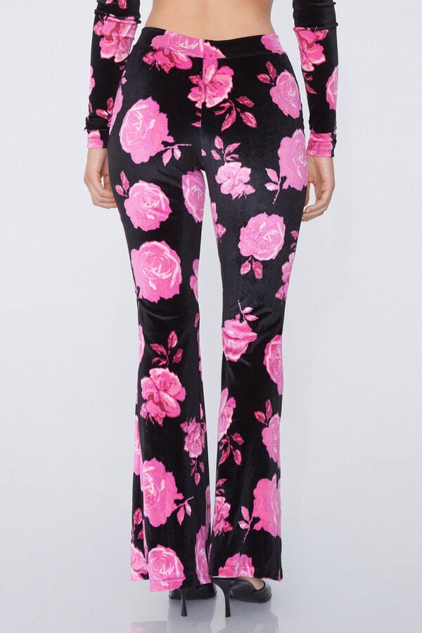 Tezenis Pantalones Largos Flare Terciopelo Estampado