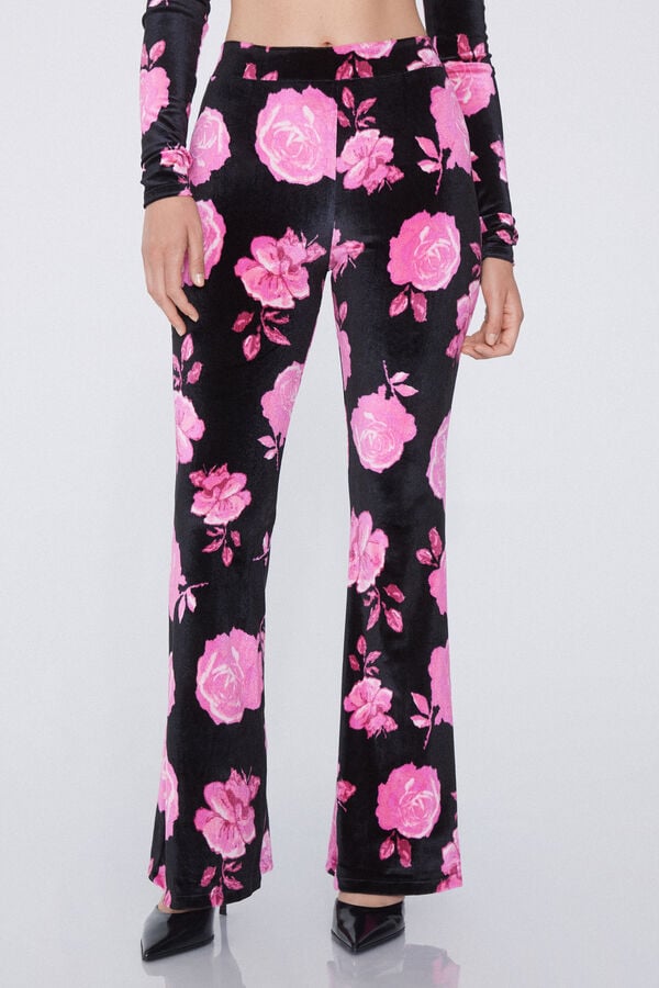 Tezenis Pantalones Largos Flare Terciopelo Estampado