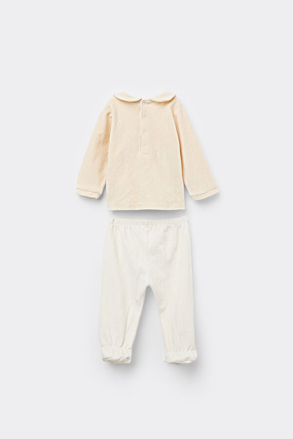 Tezenis Pelele De Dos Piezas Para Bebé Con Pies De Chenilla De Algodón Grueso