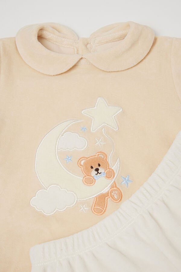 Tezenis Pelele De Dos Piezas Para Bebé Con Pies De Chenilla De Algodón Grueso