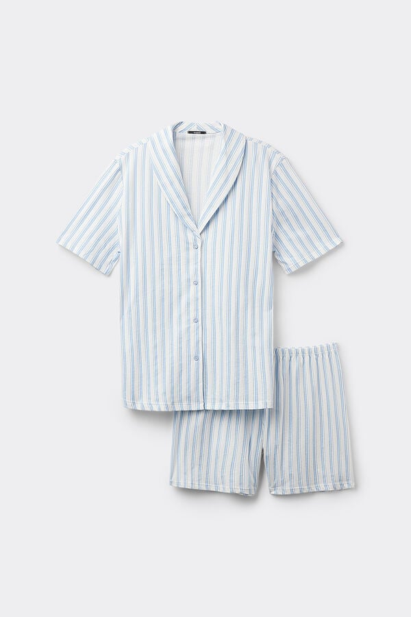 Tezenis Pijama Corto Abierto Media Manga Algodón Rayas