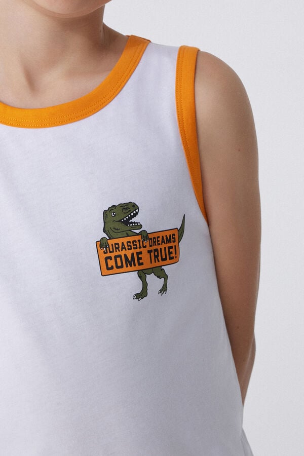 Tezenis Pijama Corto Con Camiseta De Tirantes De Algodón Con Estampado De Dinosaurio Para Niña