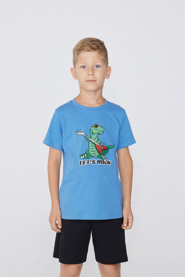 Tezenis Pijama Corto de Algodón con Estampado de Dinosaurio