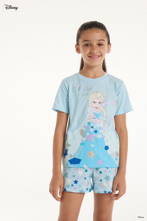 Tezenis Pijama Corto De Algodón Con Estampado De Elsa De Frozen Disney