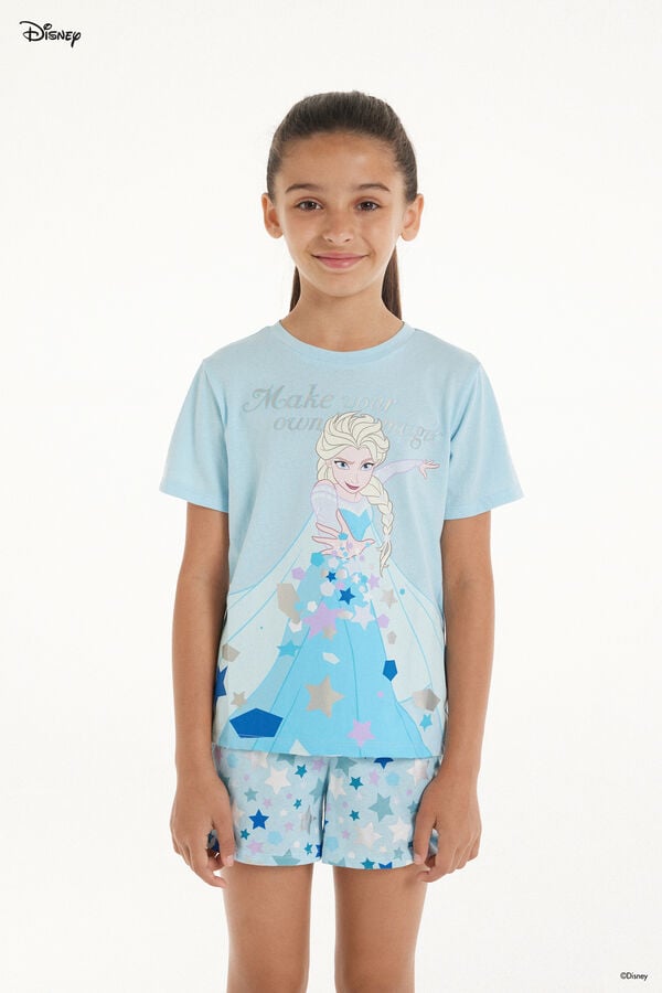 Tezenis Pijama Corto de Algodón con Estampado de Elsa de Frozen Disney