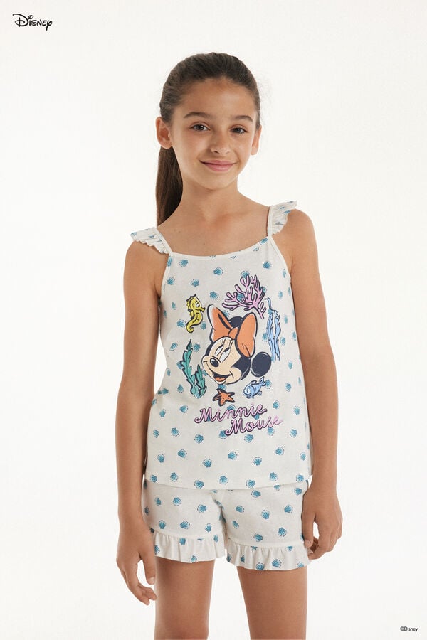 Tezenis Pijama Corto De Algodón Con Estampado De Minnie De Disney Para Niña