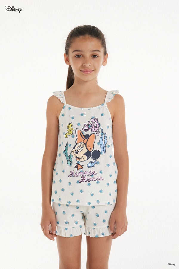 Tezenis Pijama Corto de Algodón con Estampado de Minnie de Disney para Niña