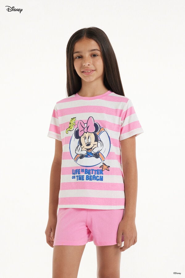 Tezenis Pijama Corto de Algodón con Estampado de Minnie de Disney