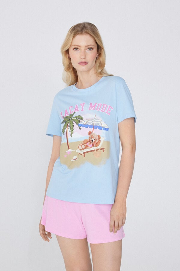 Tezenis Pijama Corto de Algodón con Estampado de Oso