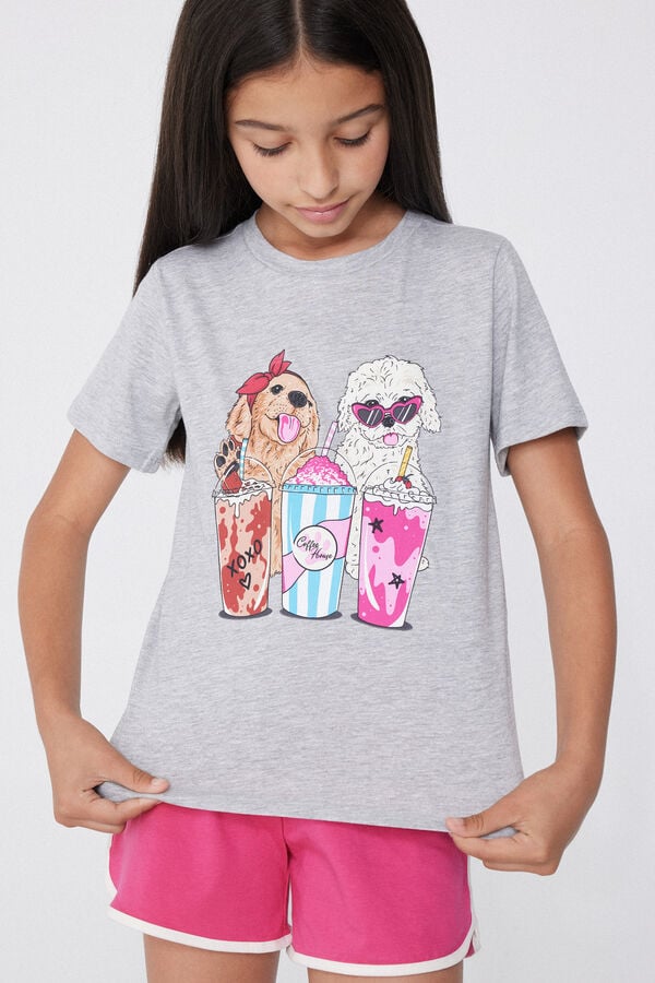 Tezenis Pijama Corto De Algodón Con Estampado De Perros